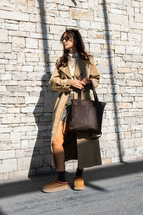 saraci leather craft Hakiki Deri Dönüştürülebilir Tote Bag – Omuz ve Sırt Çantası, Hacimli Büyük Çanta, Yılbaşı Hediyesi