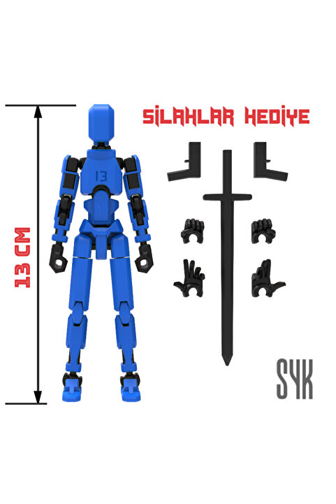 SYK Design Robot 13 Dummy Mavi Siyah Tüm Eklemleri Hareketli Aksiyon Figürü Oyuncak