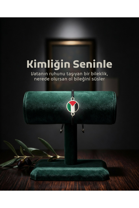Zaytoon Çelik Bileklik Filistin Sembolü Renkli Yuvarlak Bayrak Unisex