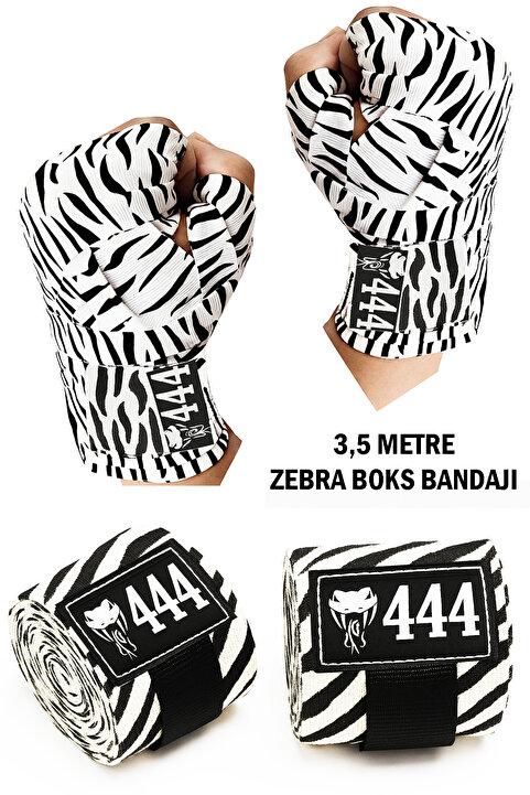GAZELMANYA Zebra Desen Boks Bandajı Boks Kickbox Muay Thai Sanda El Bandajı 3,5 Metre X 2 Adet Boks Bandajı