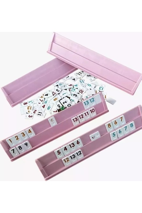 Sera Oyun Aletleri Özel Pembe Renkli Büyük Boy Plastik Okey Takımı ( Plastik Taşlı )