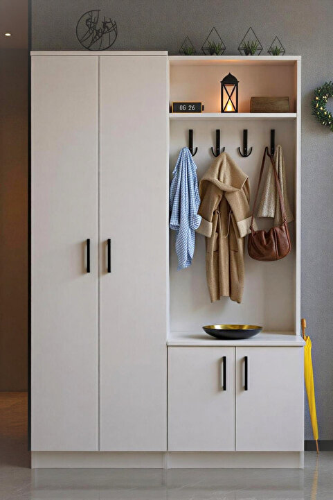 Moonlife Mobilya Grove 4 Kapaklı Askılıklı Ayakkabılık Dolabı Portmanto