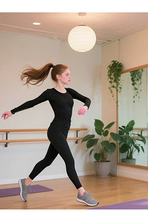 RUTBİL SPORTS 2'Lİ SPOR TAKIM KIZ ÇOCUĞU UZUN KOL SPOR BODY & TAYT PLATES YOGA KOŞU VOLEYBOL ALT ÜST 2'Lİ TAKIM