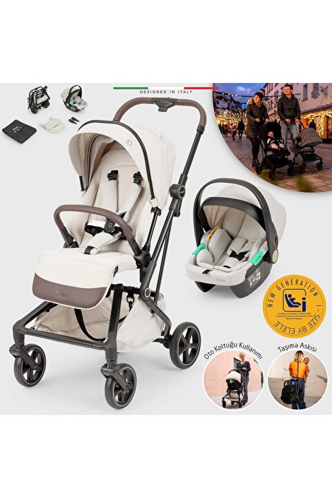 Elele Rotativo Çift Yönlü Kabin Tipi Travel Bebek Arabası Bej