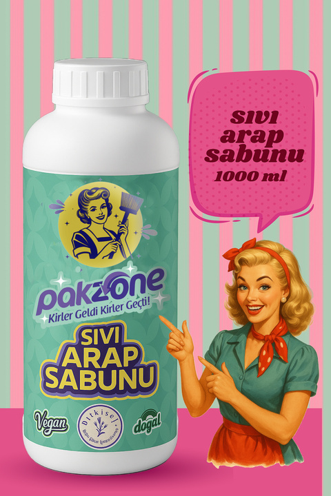 Pakzone %100 Doğal Sıvı Arap Sabunu Bitkisel Vegan 1000 ml