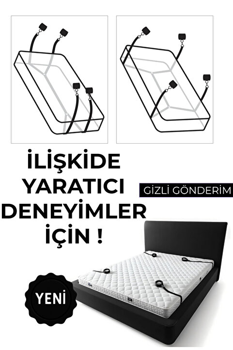 Heleni Fantezi Tek Veya Çift Kişilik Yatağa Ayarlanabilir El Ayak Kelepçeli Erotik Oyun Cinsel Bağlama Seti