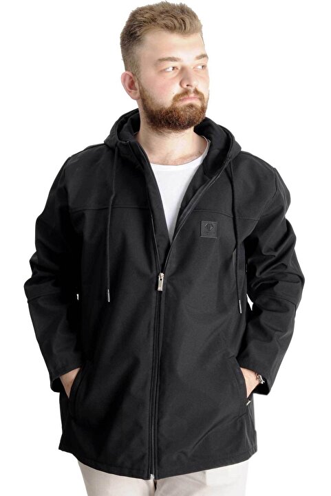 Modexl Mode Xl Erkek Softshell Parcalı Kapsonlu Mont 21235 Siyah