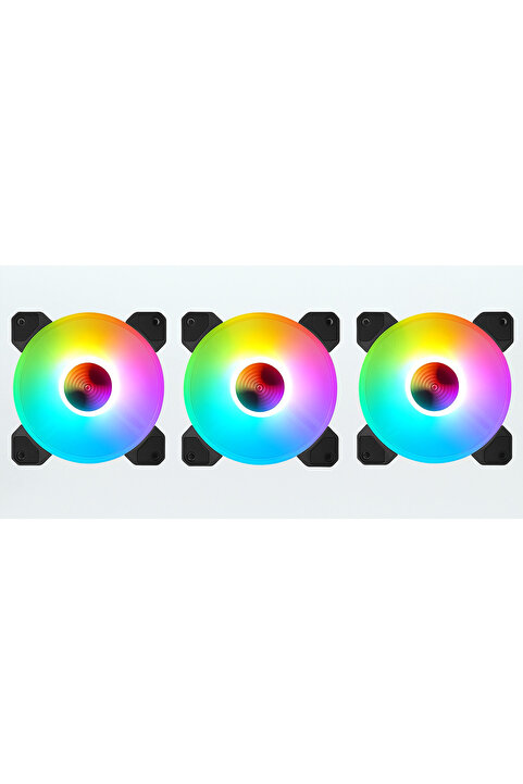 Genel Markalar (3'LÜ SET) OSQAR 120mm Rainbow Rgb Kasa Fanı 12cm Renkli Gökkuşağı Fanı 3 Adet
