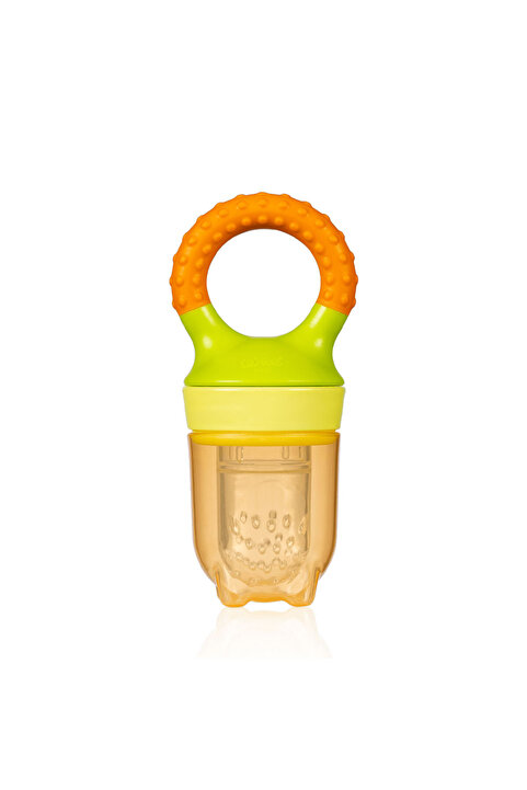 Wee Baby Silikon Meyve Süzgeci Püre Emziği ve Diş Kaşıyıcı 6+ Ay Turuncu