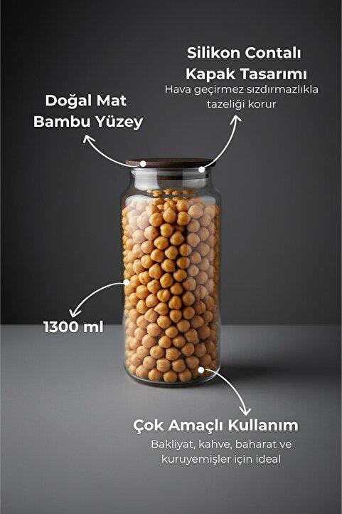 Bambum Nero Zone - Cam Saklama Kabı 1300ml