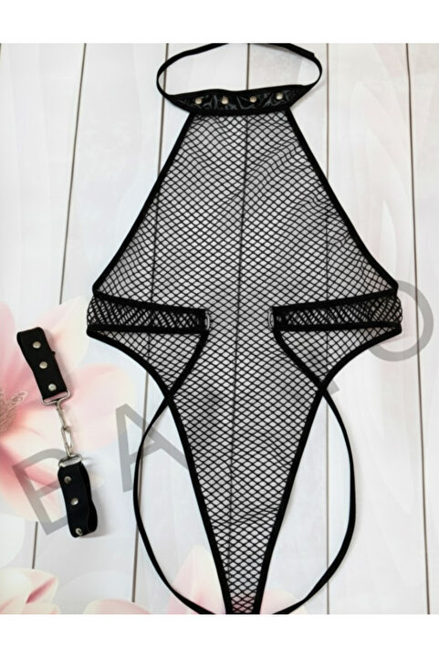 Bacio iç giyim Fantezi Seksi File Kelepçeli Sırtı Açık Babydoll Gecelik Iç Giyim