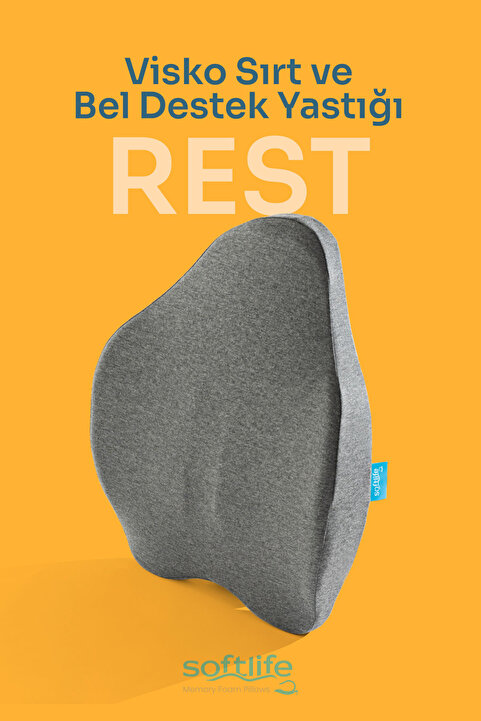 Softlife REST Visco Bel Yastığı Sırt Minderi Ortopedik Bel Minderi Ortopedik Sırt Yastığı 54x42x9cm