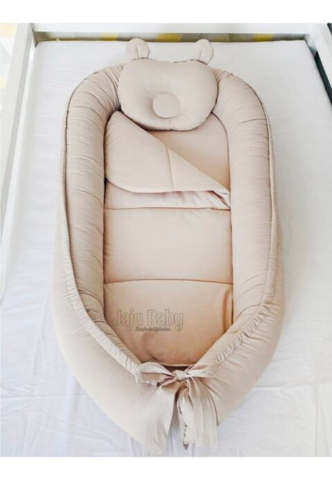 Jaju Baby Babynest Açık Kahve Tasarım Lüx Jaju-babynest Anne Yanı Bebek Yatağı