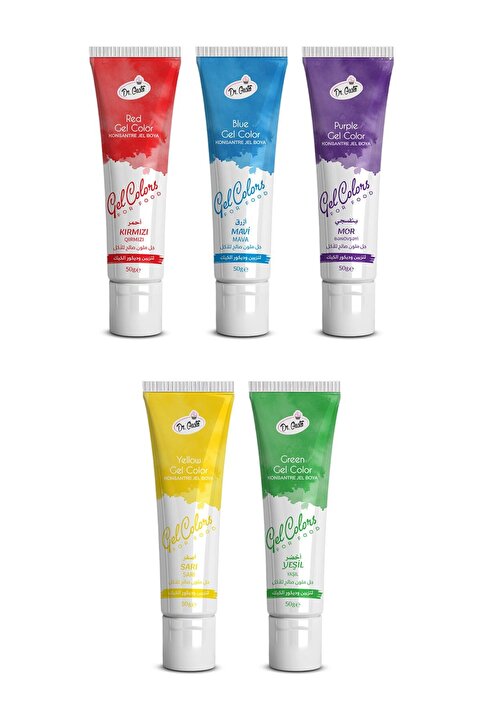 Dr. Gusto Jel Gıda Boyası Konsantre 5x50 GR 5'li Set Mavi Kırmızı Mor Sarı Yeşil