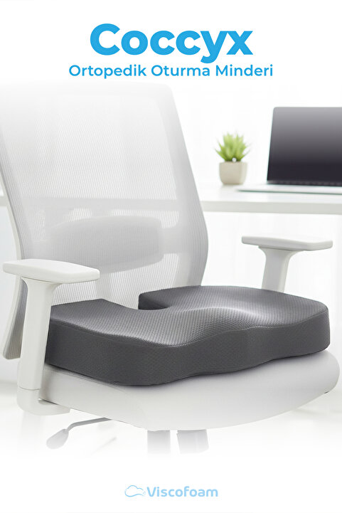 Viscofoam Ortopedik Oturma Minderi Hemeroid Kuyruk Sokumu Coccyx Oturma Minderi Visco Minder Gri