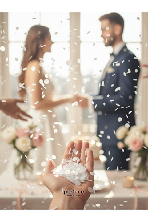 partince 300 gr Beyaz Konfeti Düğün Nişan Kına Bride Organizasyonları ve Fotoğraf Çekimi Kutlama Konfetisi