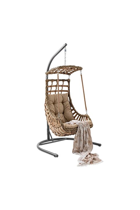 Capri swing Alaçatı Tekli Rattan Bahçe Salıncağı | Balkon Salıncağı