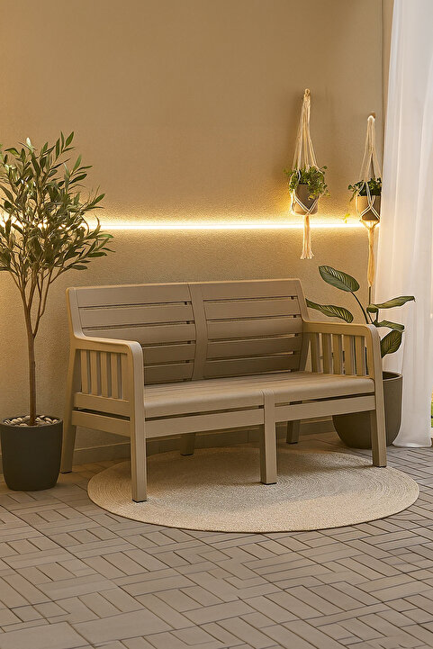 MOBETTO Lara 2'li Koltuk Mindersiz Balkon&teras Bahçe Koltuk / Cappucino