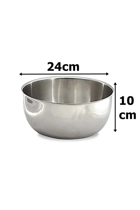 Doğuş Mutfak Paslanmaz Çelik Karıştırma Kabı 24cm 3,5 Litre Çırpma Yoğurma Hamur Salata Pişirme Kasesi