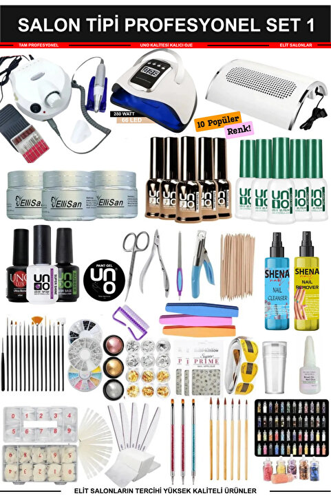KozMood Kalıcı Oje - Protez Tırnak Seti Salon Set:1 (FREZE UV/LED AKSESUAR FULL PARÇA) Ojeler Yenilendi