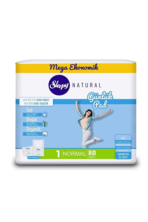 Sleepy Natural Mega Ekonomik Günlük Ped Normal 80 Adet