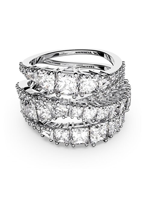 POSEİDONS JEWELLERY 925 Ayar Hyperbola Kristal Taşlı Çok Sıralı Gümüş Renk Kadın Yüzük