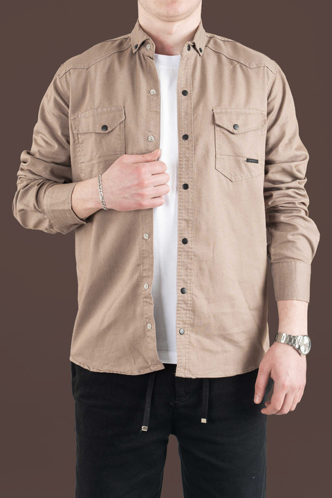 bombe Erkek Slim Fit Kot Gömlek