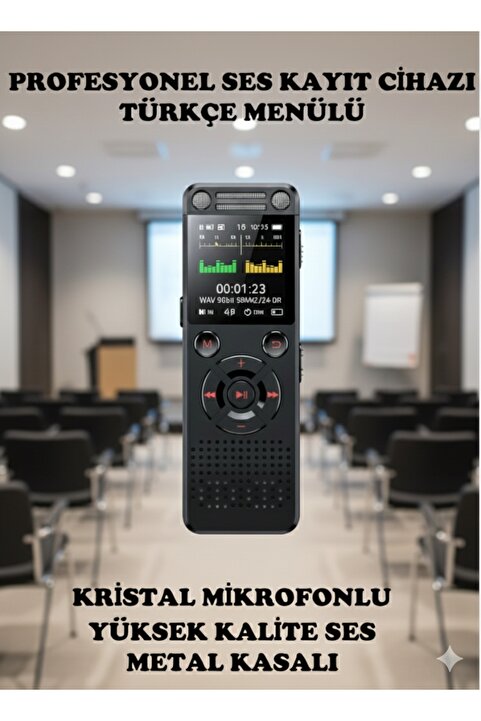 Tokurtech Yeni Model Metal Kasalı HS32 Profesyonel Ses Kayıt Cihazı Okul Ders Not,Toplantı, Röportaj