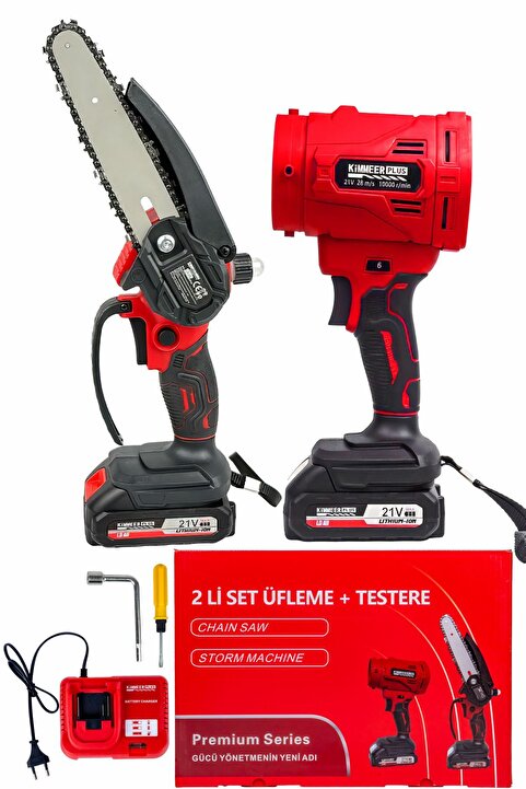 KİMMEER PLUS hava üfleme ve Şarjlı Testere Makinesi Seti Batarya Hızlı Şarj Cihazı