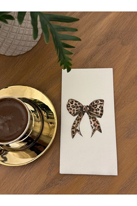 busrasdesign Leopar Fiyonk Tek Baskılı Sunum Peçetesi 16'lı