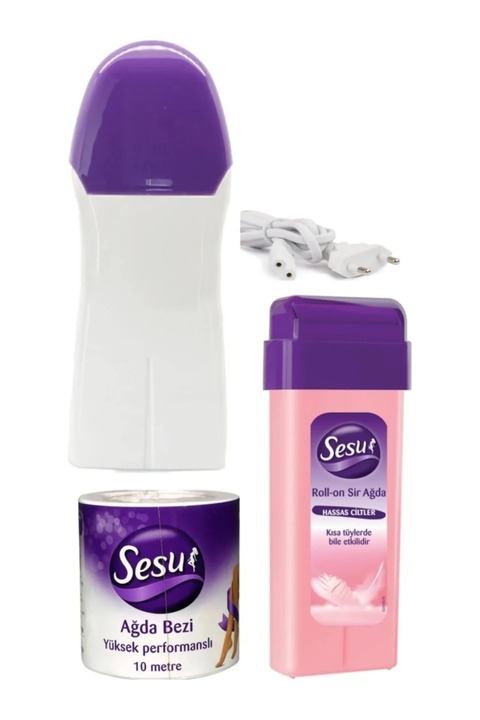 shemo Sesu Roll-On Kartuş Ağda ,Ağda Makinesi Isıtıcısı Ağda Bezi Hassas Cilt Set
