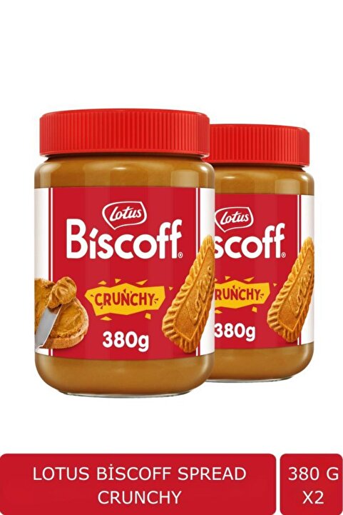 Lotus Biscoff Crunchy Spread Sürülebilir Karamelize Bisküvi Ezmesi 380 GR X2