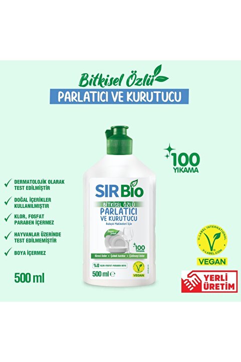 SIR Bio Bitkisel Özlü Bulaşık Makinesi Parlatıcı & Kurutucu 500 ML