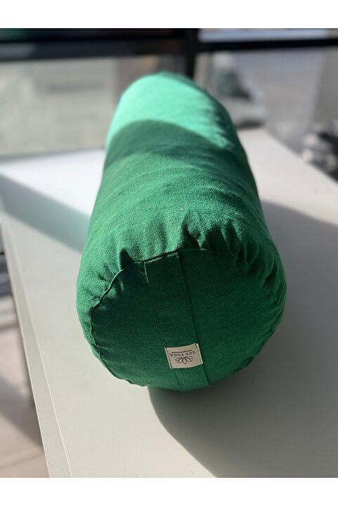 SUNYOGA Zafu Silindir Uzun Yoga Meditasyon Minderi Bolster Yeşil Renk Pamuk Keten Kumaş Organik