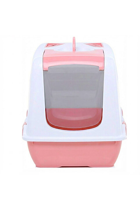 Petozi Xl Boy Kapalı Kedi Tuvaleti - Xl Boy 40x37,5x50 Cm Kürekli Pembe