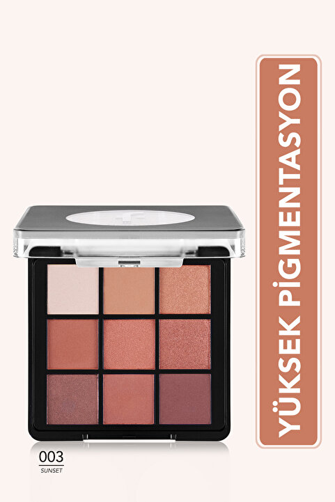 Flormar Kremsi Dokulu & Mat Bitişli/Işıltılı 9'lu Kompakt Göz Farı Paleti - 003 SUNSET