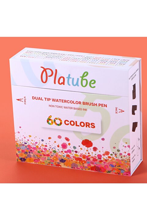 Platube Platube 60’Lı Brush Pen Çift Taraf Marker Kalem Seti Bullet Jurnal Mandala Eskiz Boyama Seti 117822