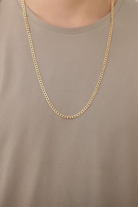 Bayar Gold 14 Ayar Altın Erkek Gurmet Zincir Kolye 3.5 mm