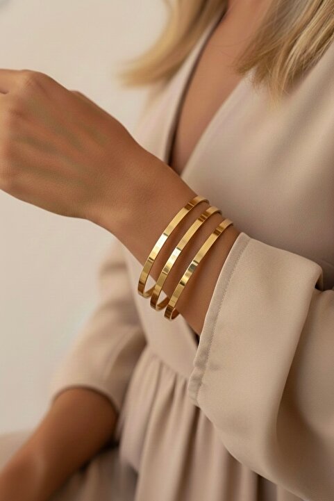 İNN JEWELLERY Çelik Ajda Bilezik 65 Mm Kararmaz 3 Adet (2 YIL ITHALATÇI GARANTİLİ) Ölçü Belirtiniz