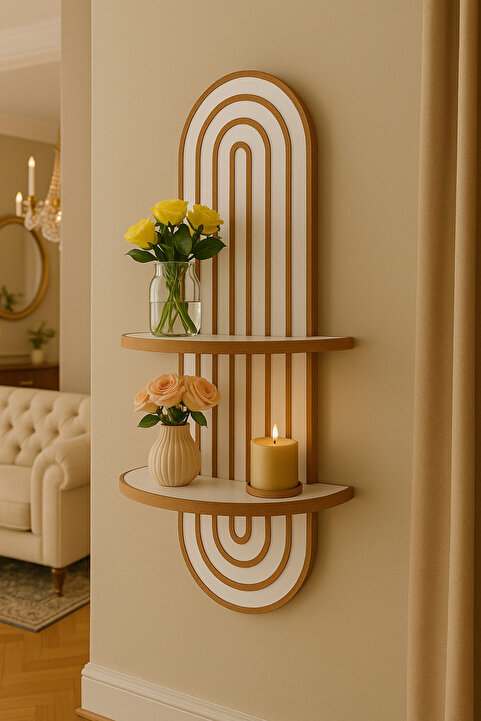 mokaparkavm Arya dekoratif duvar rafı balkon dekor rafı mdf beyaz 70*20  cm