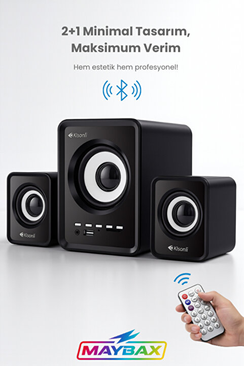 10numara Bluetooth Hoparlör 3.5mm Jack Kablolu Bilgisayar Hoparlörü Müzik 2+1 Ses Sistemi Radyolu Usb Speaker