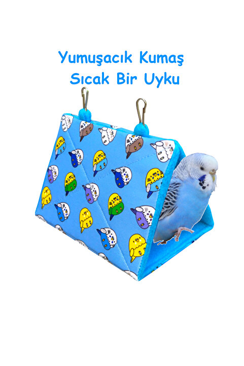 Kuşarkadaşım Muhabbet Kuşu Yuvası Uyku Hamağı Çadırı Mavi Mhbthmk00