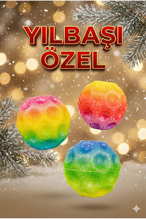 PRIME SPORTS Ay Topu • Renkli Kozmos Desenli Çocuk Oyun Topu • Yılbaşı Özel Seri • İç Dış Mekân Kullanım