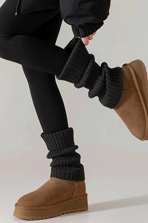 Ozzy Socks Tozluk %100 Akrilik Triko Örgü Leg Warmer Ayak Isıtıcı antrasit