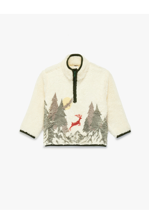Koton Yarım Fermuarlı Uzun Kollu Dik Yaka Polar Sweatshirt