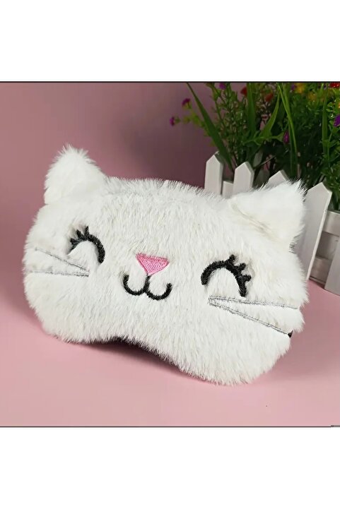 ORGANICYOU YIWUSHI 1 adet Kadınlar için Sevimli 3D Kedi Desenli Peluş Uyku Maskesi, Yumuşak Polar Göz Kapağı