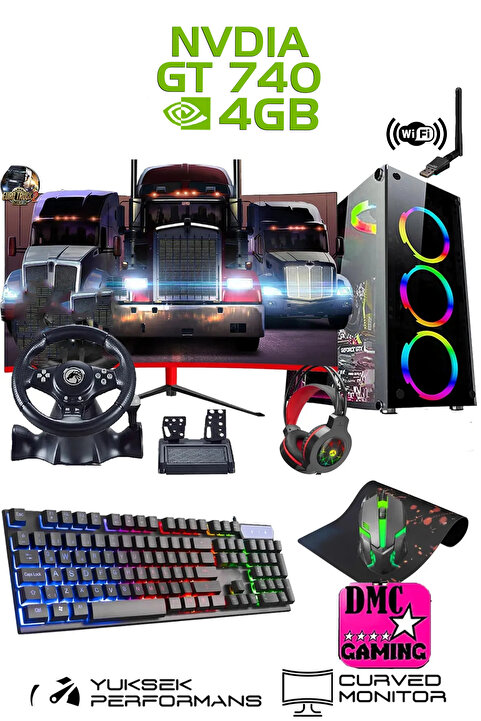 DMC N12x (GTA 5) I5-3470,16GB RAM,500GB HDD,256GB SSD,4GB GT740,24"Curved Oyuncu Masaüstü Bilgisayar