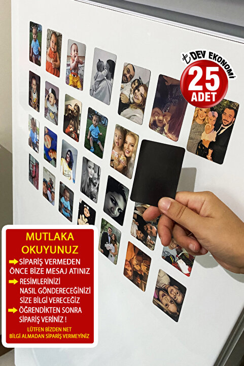 CiciMagnet 25 Adet Resimli Ve Fotoğraflı Kişiye Özel Magnet Buzdolabı Için (8X6 CM)