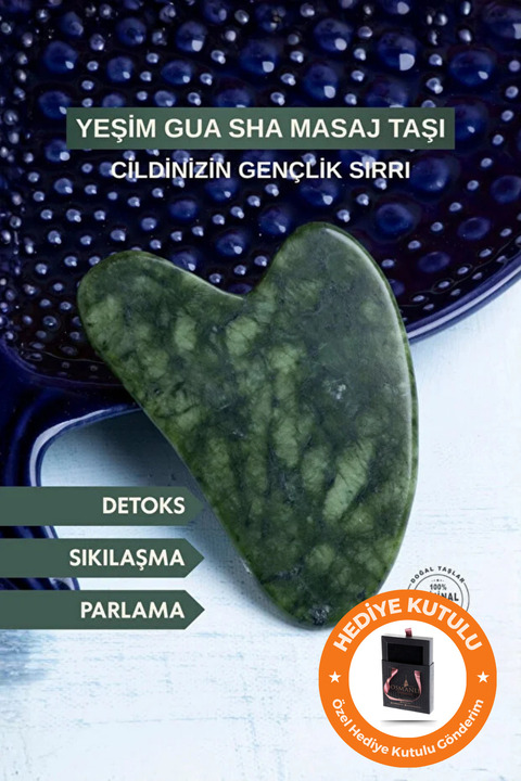 OSMANLI DOĞAL TAŞ Sertifikalı Yeşim Gua Sha Masaj Taşı - Yüz ve Vücut İçin Masaj Yoga Taşı Gerçek Doğaltaş Yeşim Taşı