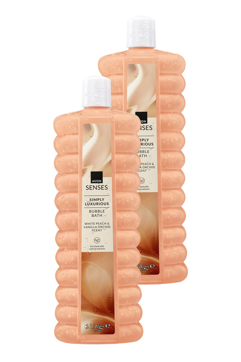 Avon Simply Luxurious Beyaz Şeftali ve Vanilya Orkide Kokulu Banyo Köpüğü 1 Lt. İkili Set